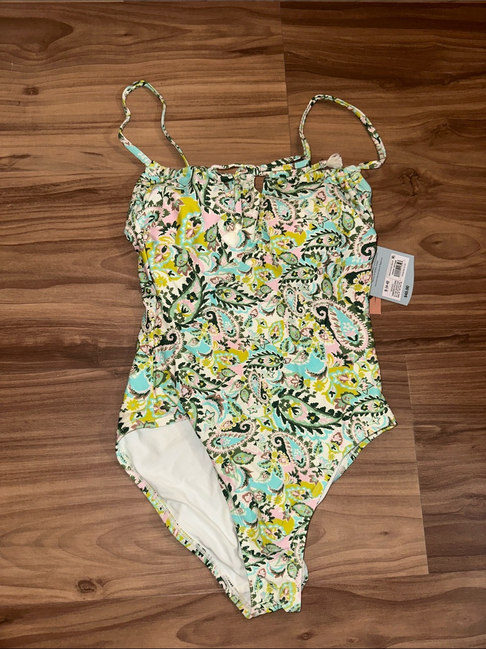 Shade & Shore Paisley Floral One-Piece Swimsuit - Mint, Yellow, Pink